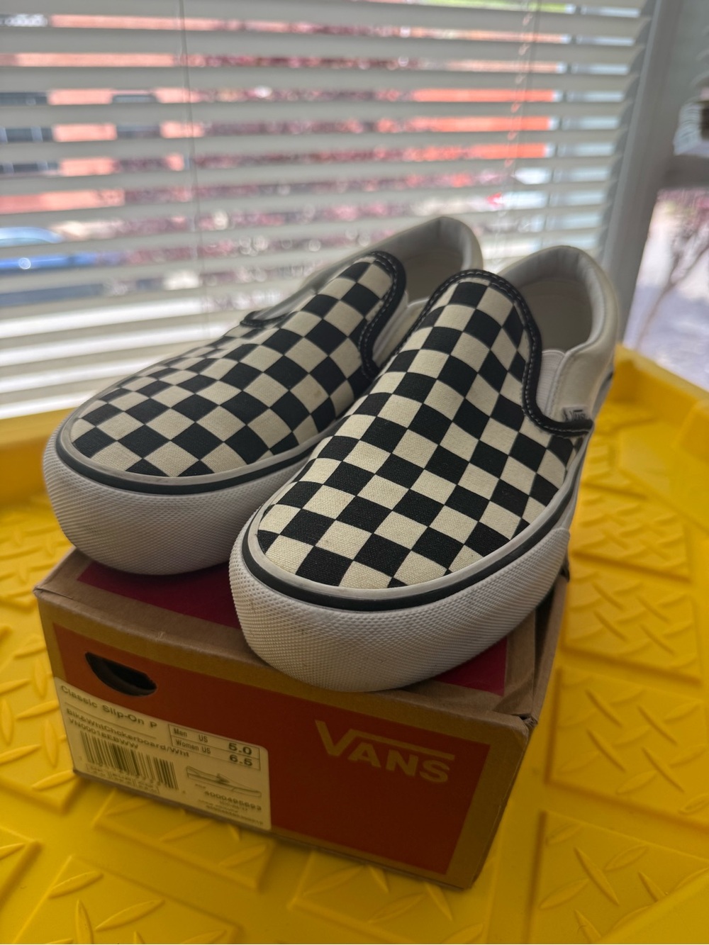 Vans Classic Slip-On Checkerboard Shoe - Black/White - Picture 2 of 5